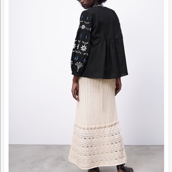 ZARA Embroidered Cotton Overshirt - Picture 4 of 16